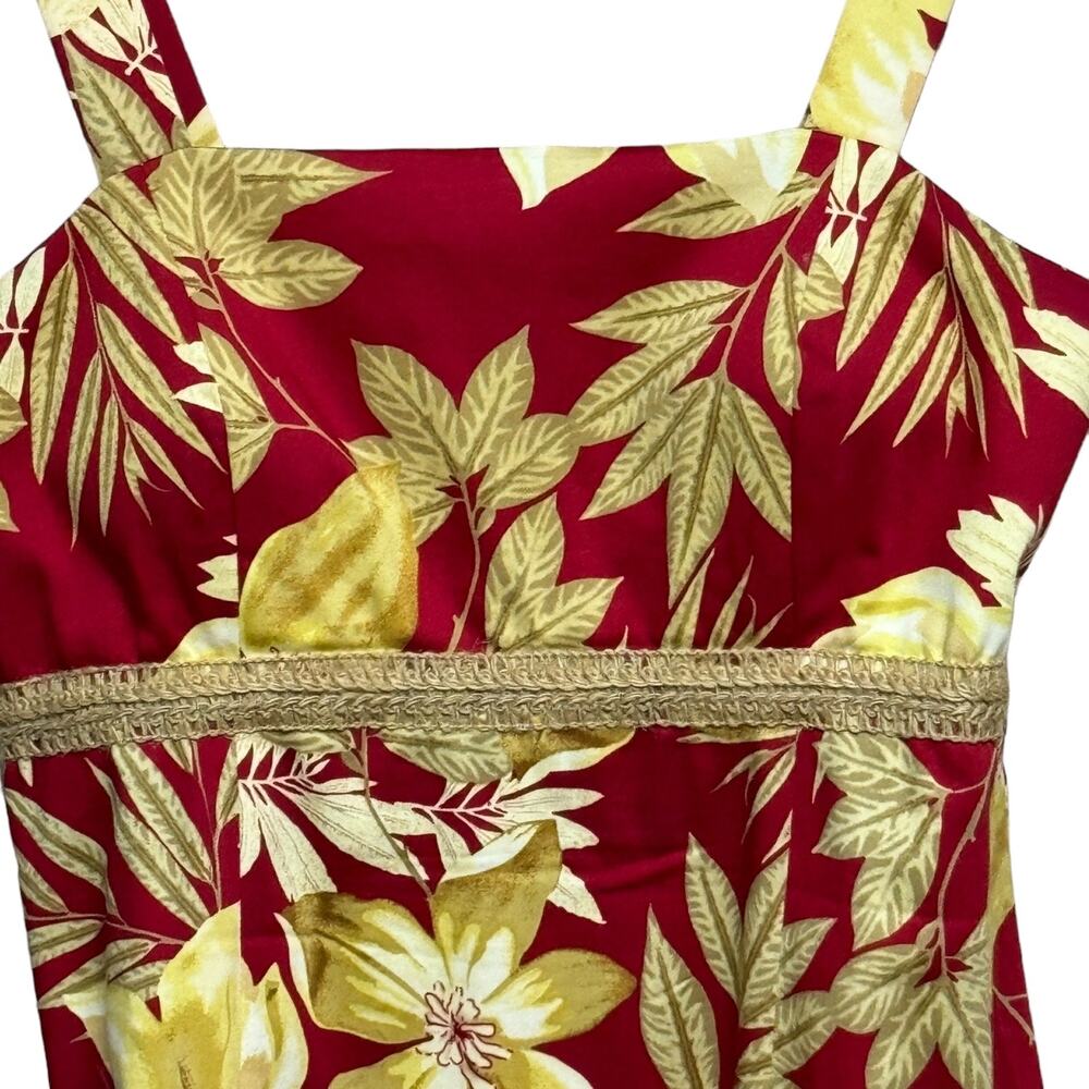 R&K Originals Red Tropical Floral Sundress Size 10 Cotton Spandex Summer Dress - Picture 5 of 11